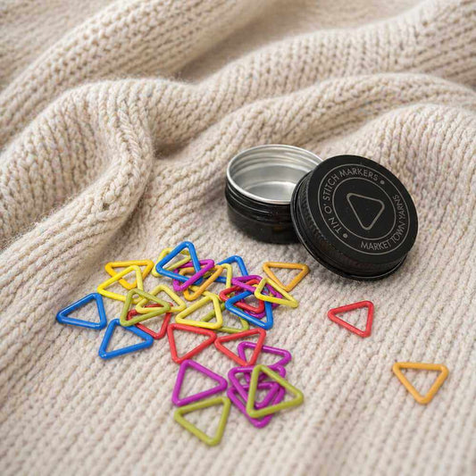 Tin o' Stitch Markers - Coloured Triangles | Market Town Yarns