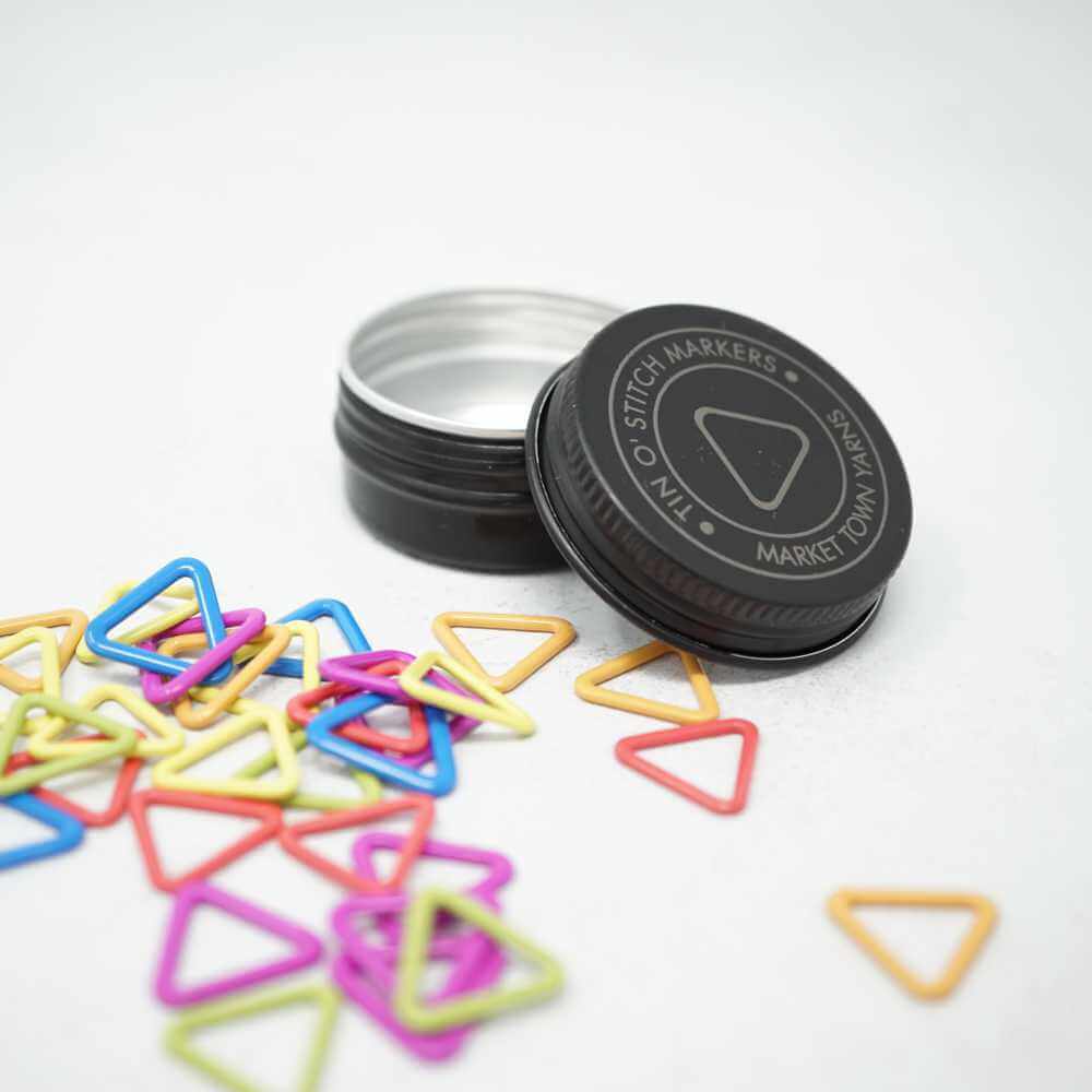 Tin o' Stitch Markers - Coloured Triangles | Market Town Yarns