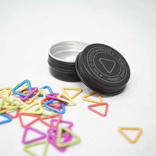 Tin o' Stitch Markers - Coloured Triangles | Market Town Yarns