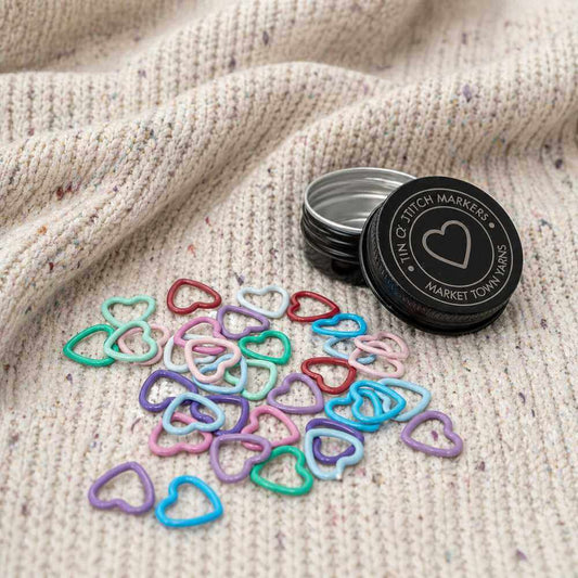 Tin o' Stitch Markers - Coloured Hearts | Market Town Yarns