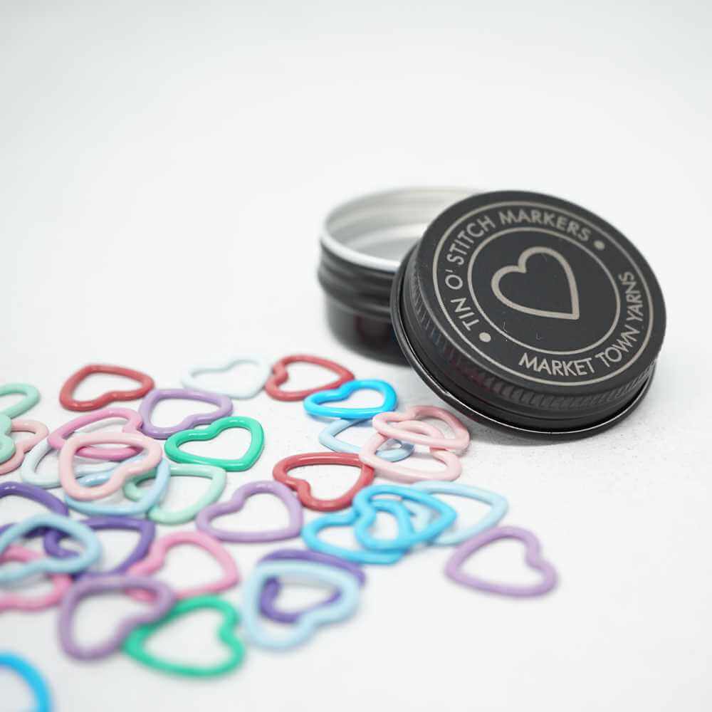 Tin o' Stitch Markers - Coloured Hearts | Market Town Yarns