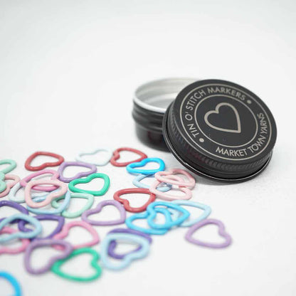 Tin o' Stitch Markers - Coloured Hearts | Market Town Yarns