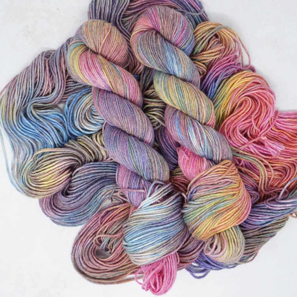 Woodstock hand dyed yarn colourway shown on Cotton Merino Classic DK Yarn base | Market Town Yarns