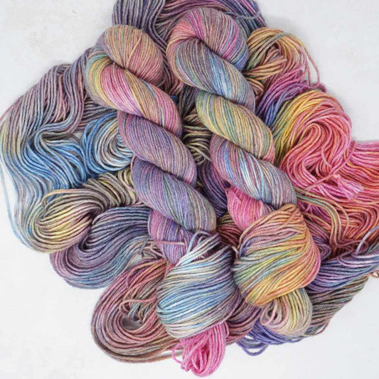 Woodstock hand dyed yarn colourway shown on Cotton Merino Classic DK Yarn base | Market Town Yarns