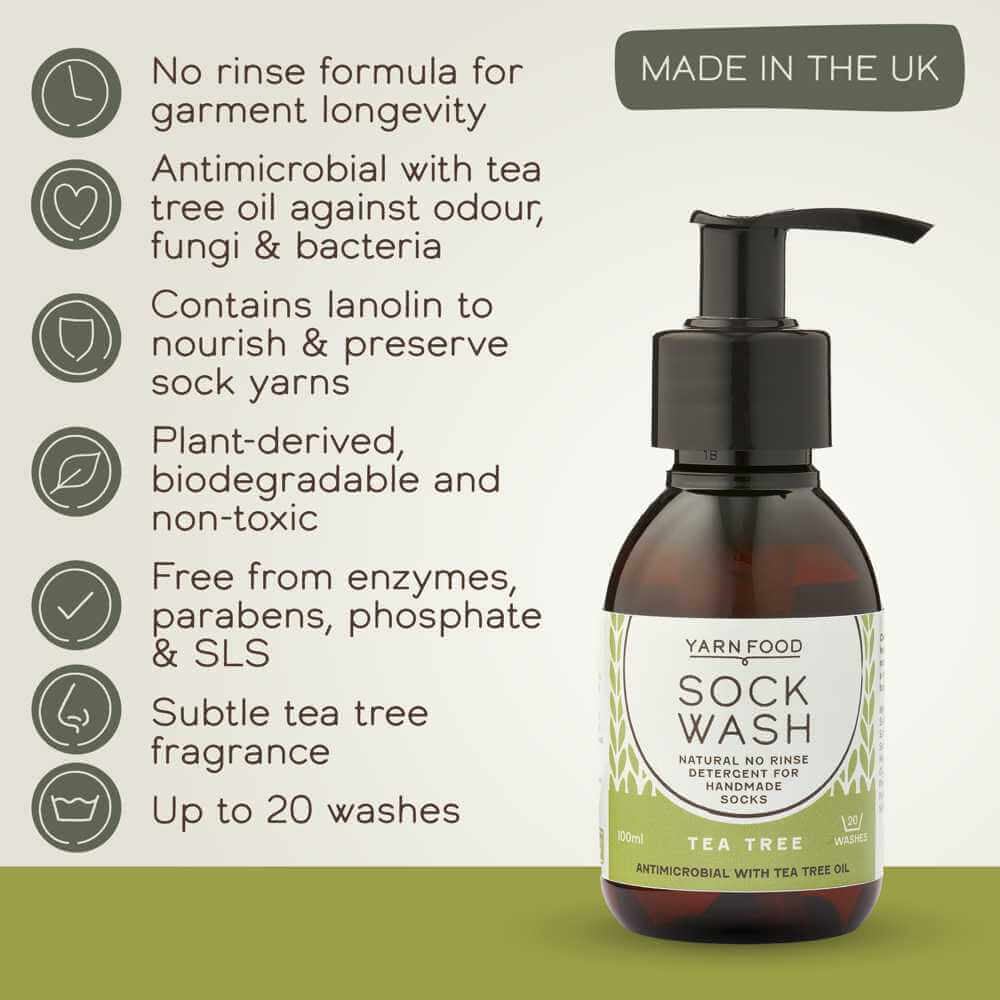 Yarn Food Sock Wash Mini - 100ml - Tea Tree | Market Town Yarns