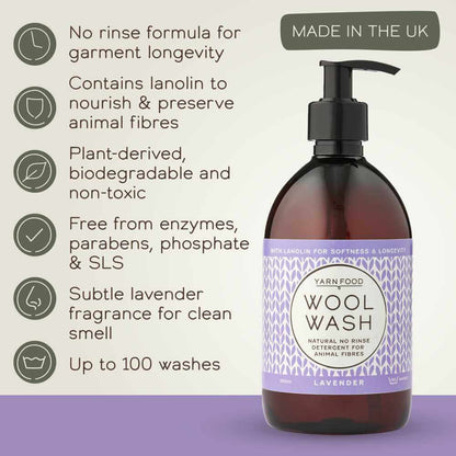 Yarn Food Wool Wash - 500ml - Lavender | Market Town Yarns
